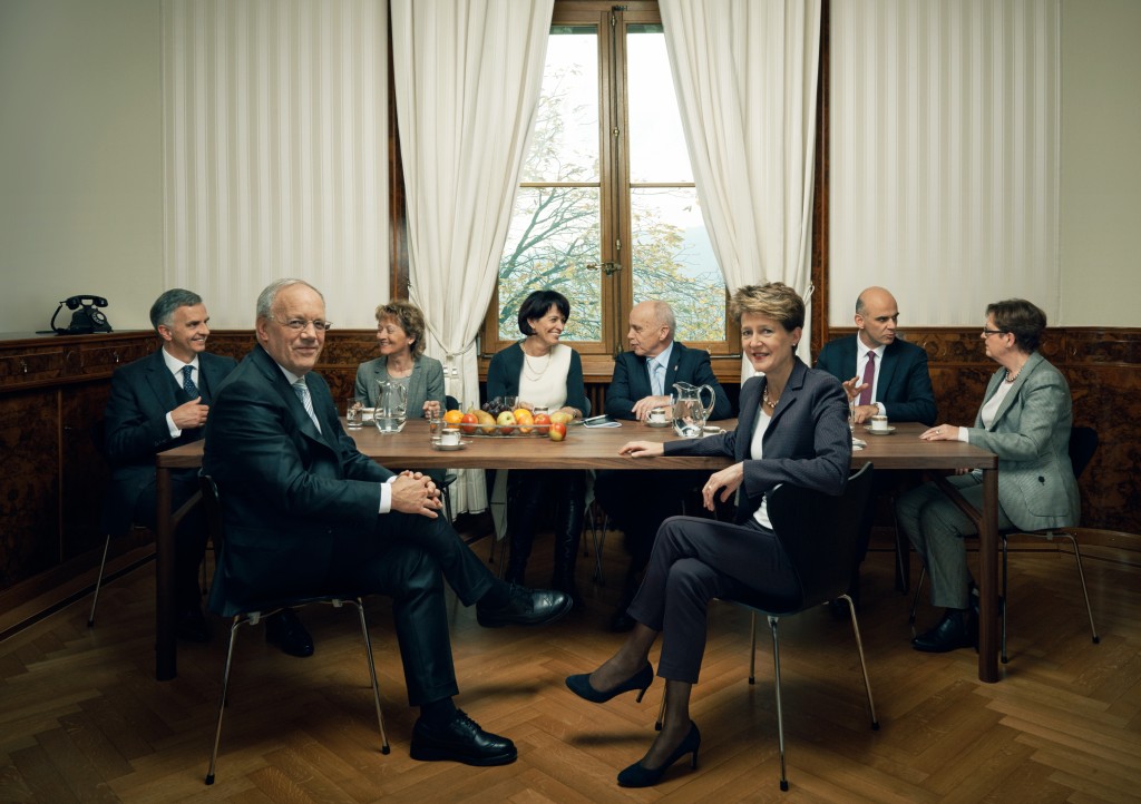 официальное фото на 2015 год, Симонетта Соммаруга, Йоханн Шнайдер-Амманн, президент Бундесрата, www.business-swiss.ch