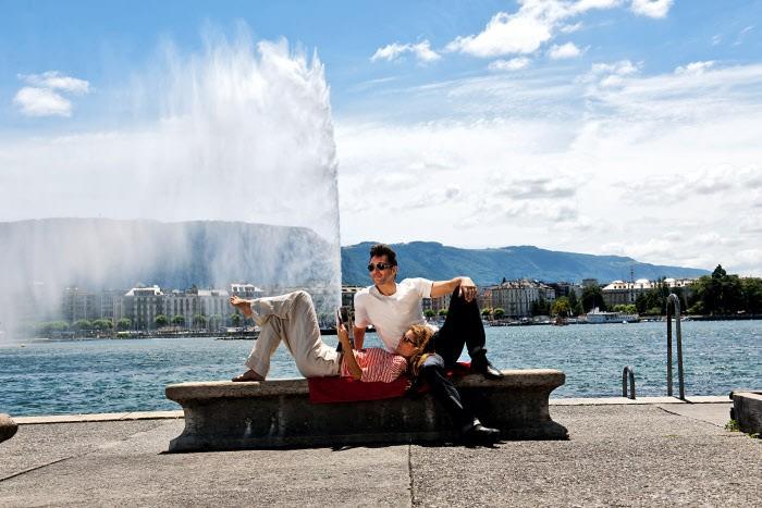 Женева с видом на Женевское озеро карта фонтан