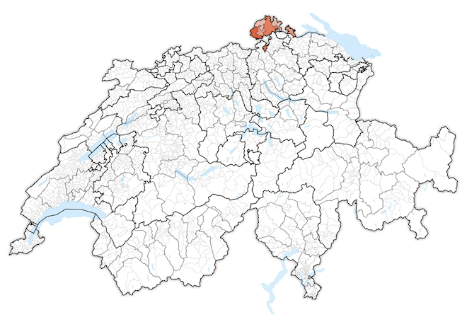 кантон Шаффхаузен на карте Швейцарии