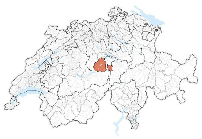 кантон Обвальден на карте Швейцарии