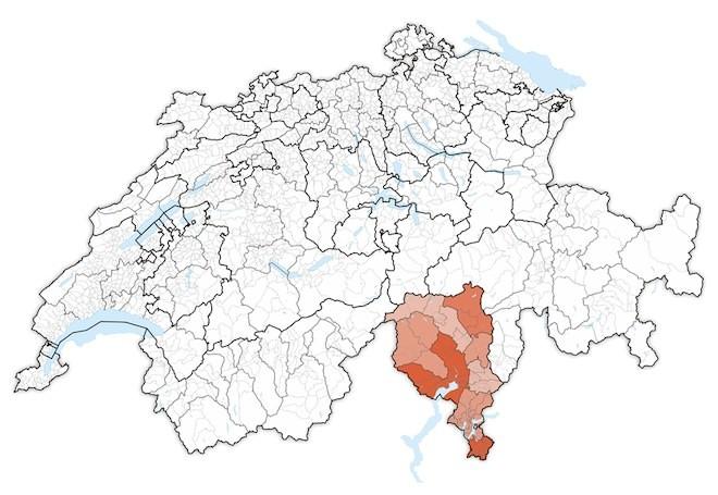 кантон Тичино на карте Швейцарии