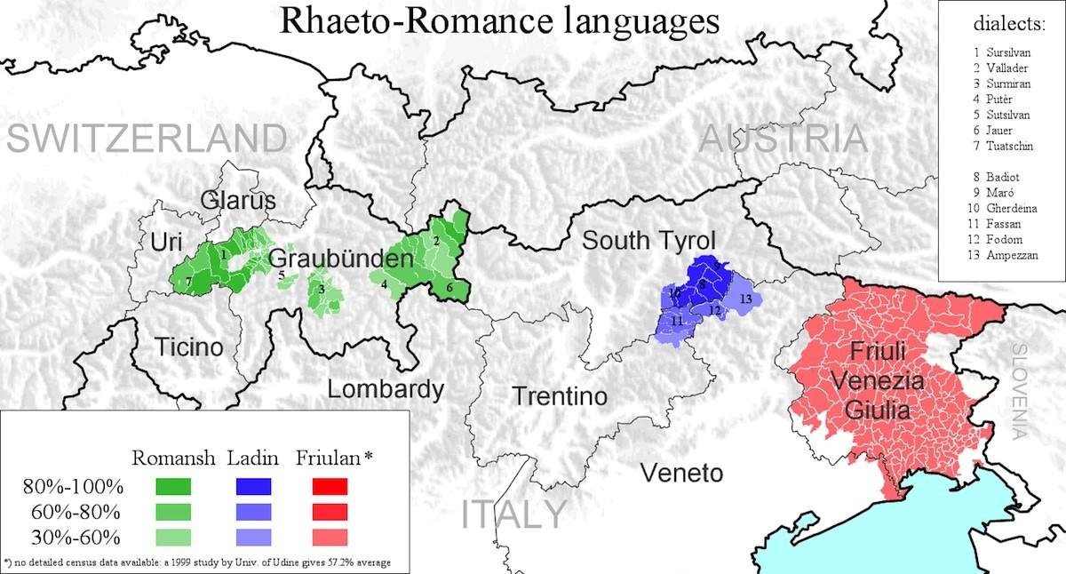 ретороманский ладинский фриульский языки
