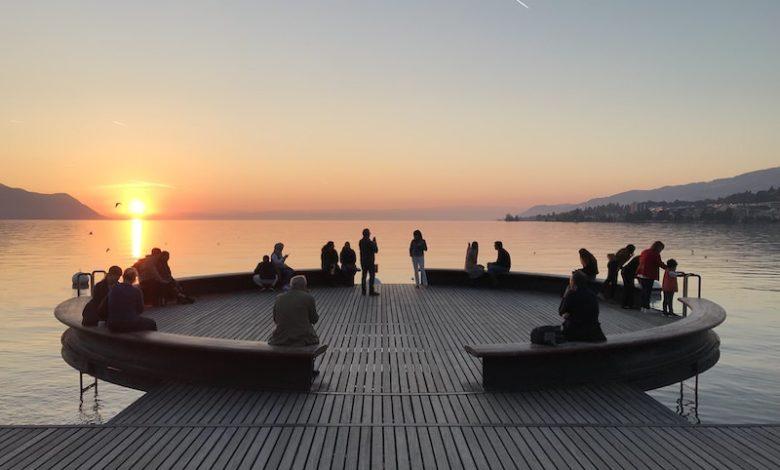 Закат Женевское озеро