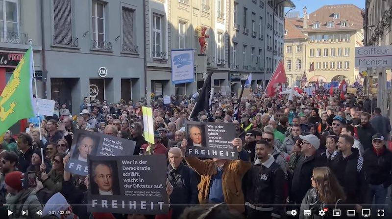 демонстрация в Берне 23 октября 2021 года